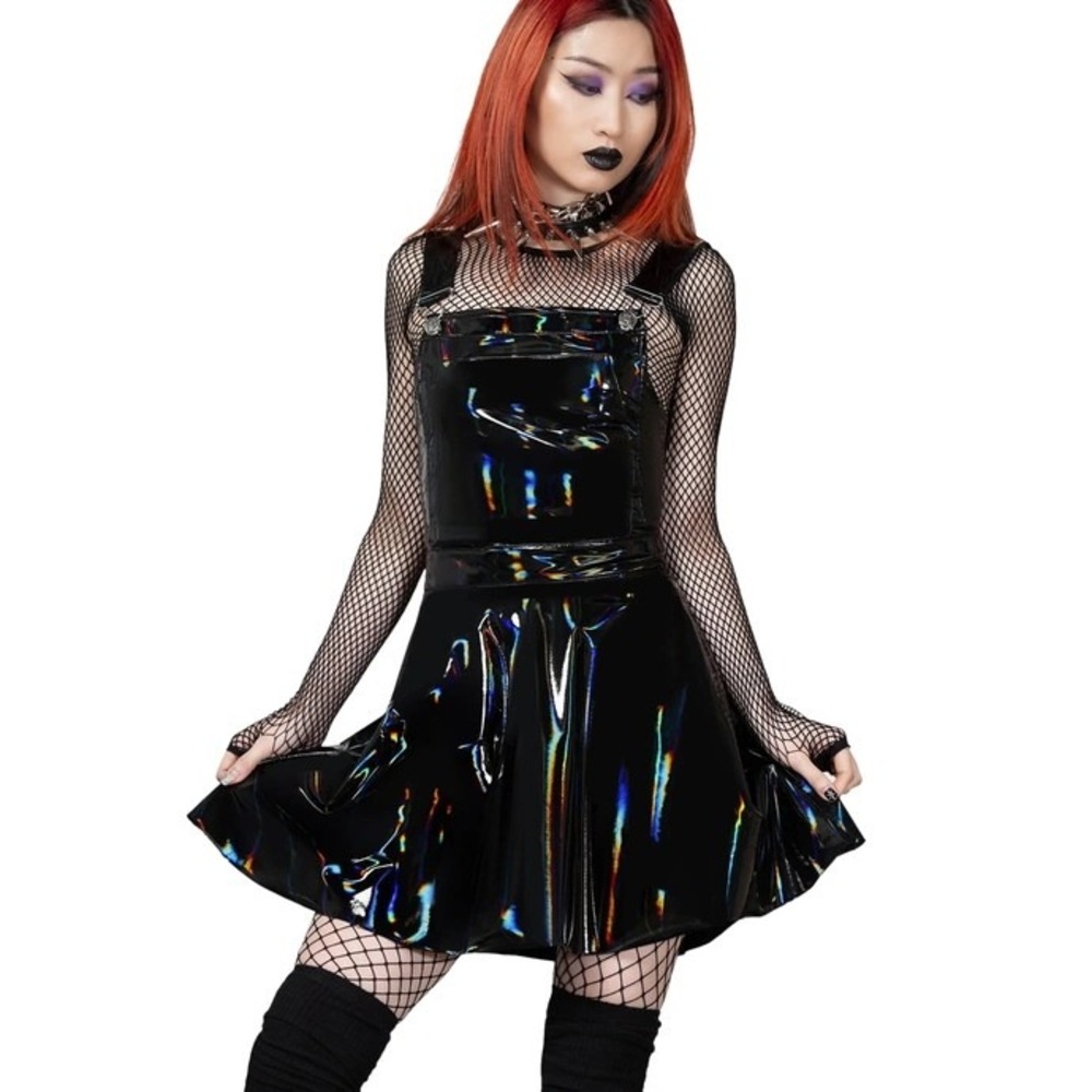 Killstar Black Holographic Patent Mini Dress